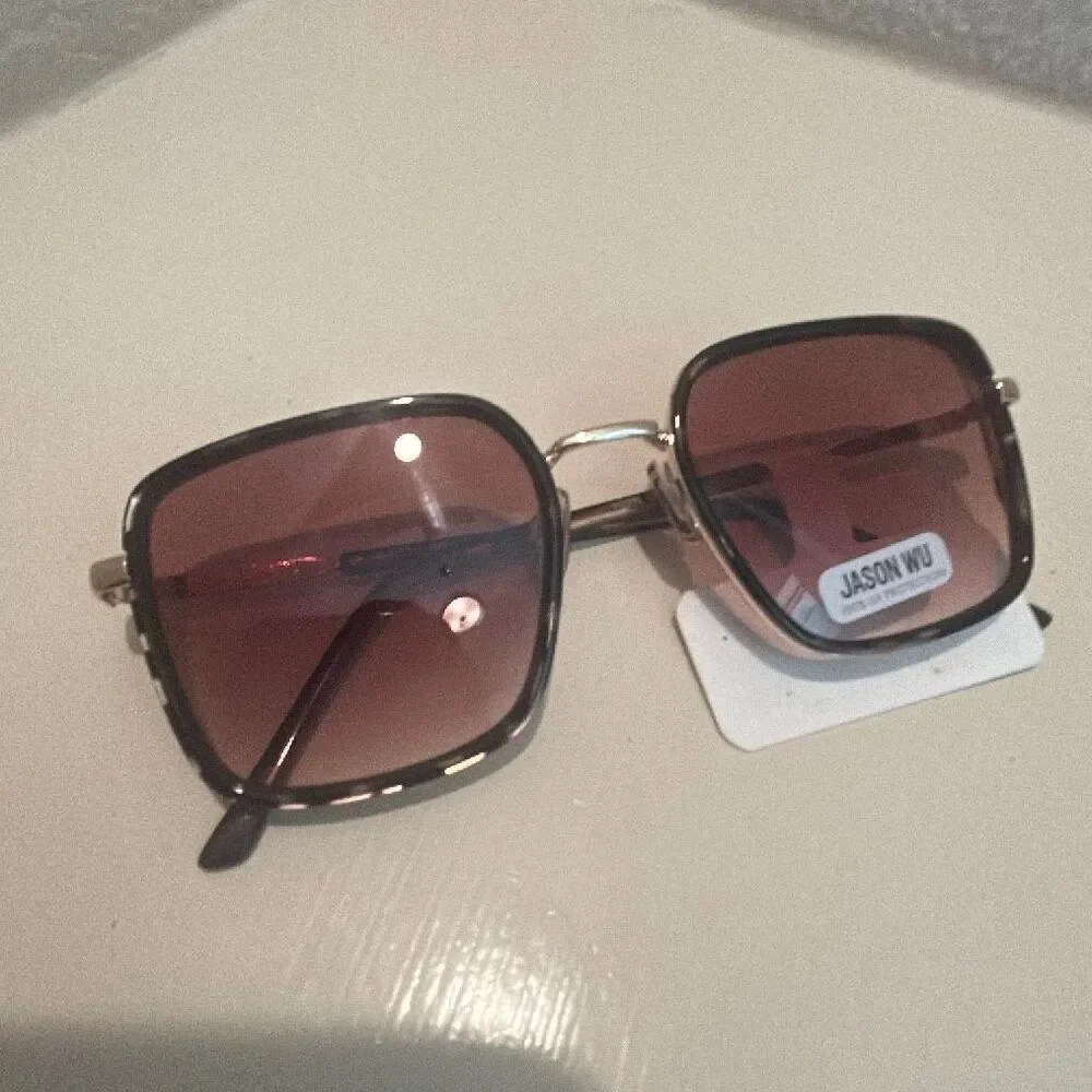 Jason Wu Oversized Square Sunglasses Brown Gold Tortoise Shell Statement NWT